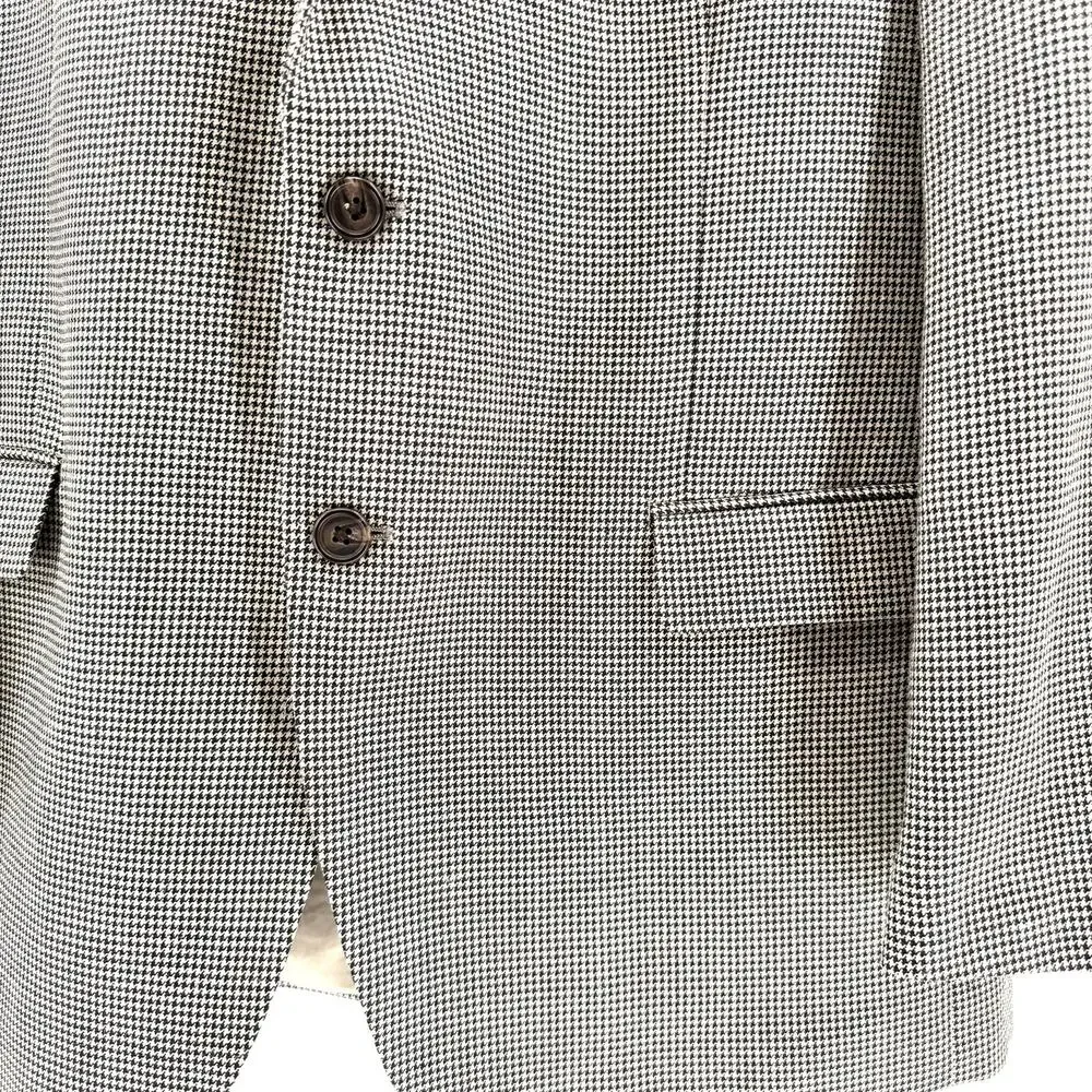 Lauren Ralph Lauren Black Tan Houndstooth Silk Wool Menswear Blazer